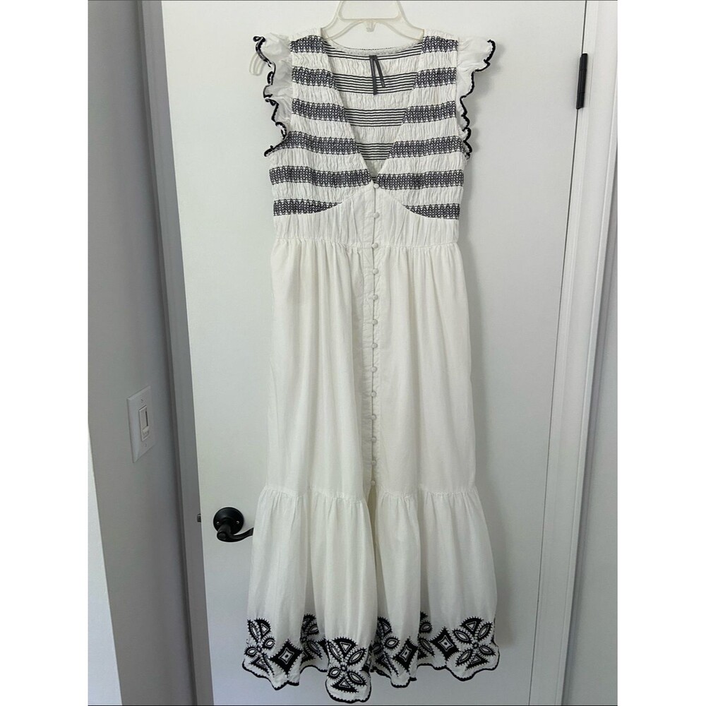 Anthropologie Peregrine Embroidered Smocked Maxi Dress - Picture 3 of 16